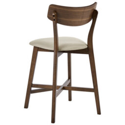 Wyld And Coco Ariahome Set Of 2 Bar Chairs - Rubberwood Frame, Beige Upholstery, Counter Height Seating - thumbnail 5