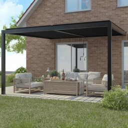 Primrose Living Deluxe Charcoal Wall Mounted Veranda With Louvered Shutter Roof 3M X 3M - thumbnail 4