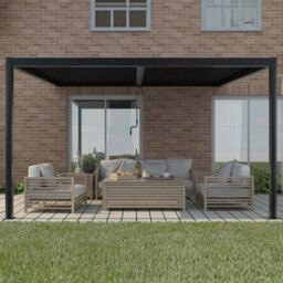 Primrose Living Deluxe Charcoal Wall Mounted Veranda With Louvered Shutter Roof 3M X 3M - thumbnail 9