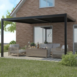 Primrose Living Deluxe Charcoal Wall Mounted Veranda With Louvered Shutter Roof 3M X 3M - thumbnail 8
