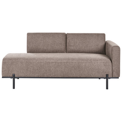 Beliani Chaise Longue Savasse Faux Linen Light Brown - image 1