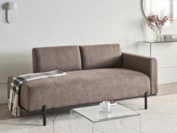 Beliani Chaise Longue Savasse Faux Linen Light Brown - thumbnail 2