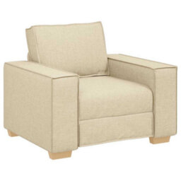 Vidaxl Sofa Set With Cushion 3 Pcs Cream 220 X 78 X 84 Cm Fabric - thumbnail 4