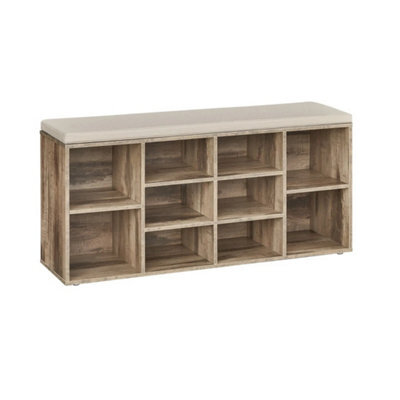 Shoe Bench, Storage Bench With Padded Cushion, 10 Compartments - image 1
