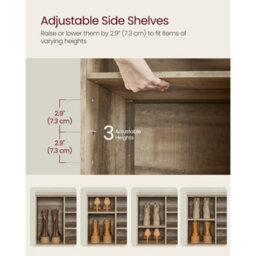 Shoe Bench, Storage Bench With Padded Cushion, 10 Compartments - thumbnail 5