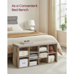 Shoe Bench, Storage Bench With Padded Cushion, 10 Compartments - thumbnail 3