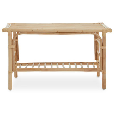 Orsina Elegant Rattan Rectangular Coffee Table With Glass Top, Versatile Cane Furniture, Sturdy Outdoor Table - image 1