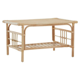 Orsina Elegant Rattan Rectangular Coffee Table With Glass Top, Versatile Cane Furniture, Sturdy Outdoor Table - thumbnail 2