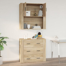 Berkfield Wall Cabinet Sonoma Oak 80X33X80 Cm Engineered Wood - thumbnail 9