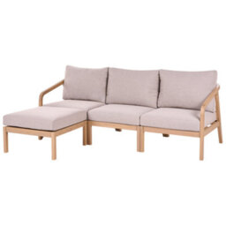 Beliani Garden Sofa With Ottoman 3 Seater Rivello Acacia Wood Light Brown - thumbnail 4