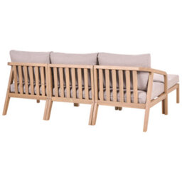 Beliani Garden Sofa With Ottoman 3 Seater Rivello Acacia Wood Light Brown - thumbnail 5
