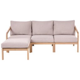 Beliani Garden Sofa With Ottoman 3 Seater Rivello Acacia Wood Light Brown - thumbnail 1