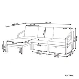 Beliani Garden Sofa With Ottoman 3 Seater Rivello Acacia Wood Light Brown - thumbnail 3