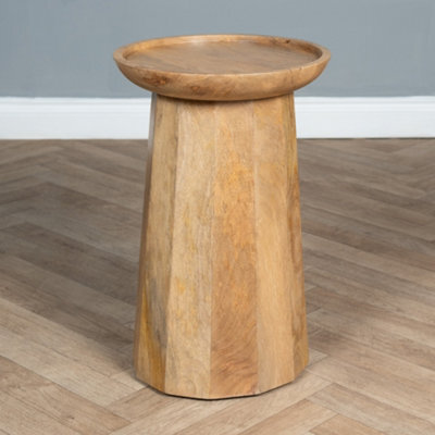 Elm Home And Products Elm Home And Garden Round Side End Lamp Table Light Oak Finish Solid Mango Wood 60Cm High X 40Cm Wide X 40Cm Deep Fully Assembled - image 1