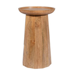 Elm Home And Products Elm Home And Garden Round Side End Lamp Table Light Oak Finish Solid Mango Wood 60Cm High X 40Cm Wide X 40Cm Deep Fully Assembled - thumbnail 3