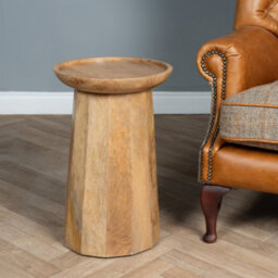 Elm Home And Products Elm Home And Garden Round Side End Lamp Table Light Oak Finish Solid Mango Wood 60Cm High X 40Cm Wide X 40Cm Deep Fully Assembled - thumbnail 2