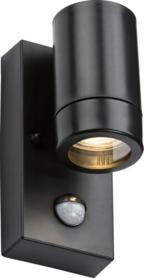 Luminosa Lighting Luminosa Knightsbridge Eamon - 230V Ip44 Gu10 Polycarbonate Single Wall Light With Pir - Black - Eapir1Bk - image 1