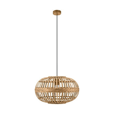 Stylish Round Wicker Shade Ceiling Pendant Light For Hallways - image 1