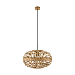Stylish Round Wicker Shade Ceiling Pendant Light For Hallways - thumbnail 1