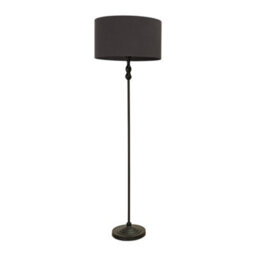 Valuelights Maggie Black Metal Candlestick Floor Lamp With Charcoal Fabric Lamp Shade And Led Bulb - thumbnail 2