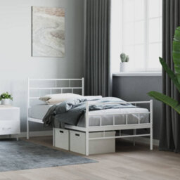 Berkfield Metal Bed Frame With Headboard And Footboard White 100X200 Cm - thumbnail 1