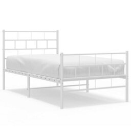 Berkfield Metal Bed Frame With Headboard And Footboard White 100X200 Cm - thumbnail 2