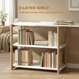 Homcom Computer Desk With Storage Shelves 150 Cm White/oak - thumbnail 5