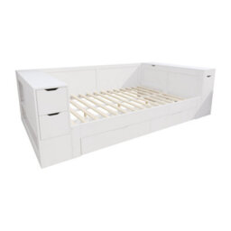 Modernluxe 4Ft6 Double Bed, 135 X 190 Cm,daybed, Children's Bed With Drawers, Shelves And Storage Space, With Bedside Table, White - thumbnail 7