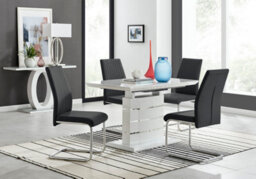 Furniturebox Renato 120Cm High Gloss Extending Dining Table And 4 Black Lorenzo Chairs - thumbnail 1