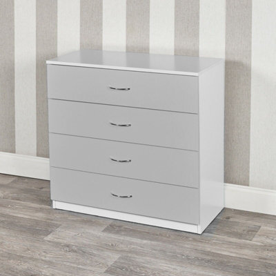 Urbn-Living Urbnliving Height 73Cm 4 Drawer Wooden Bedroom Chest Cabinet Modern White Carcass And Grey Drawers Wide Storage Cupboard Closet - image 1