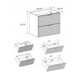 Heze Furniture Flow 2 Drawer Standing Bathroom 60Cm Vanity Cabinet With Basin - Cashmere - thumbnail 8