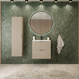 Heze Furniture Flow 2 Drawer Standing Bathroom 60Cm Vanity Cabinet With Basin - Cashmere - thumbnail 2