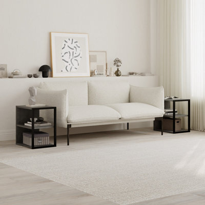 Decortie Echo Modern Sofa End Table Set Of 2 3-Tier Metal Frame Retro Grey Living Room - image 1