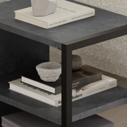 Decortie Echo Modern Sofa End Table Set Of 2 3-Tier Metal Frame Retro Grey Living Room - thumbnail 5