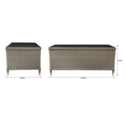 Loops Premium 2 Seater Garden Coffee Table Set - 2Pc Rattan Wicker Sofa Chair Cushions - thumbnail 5