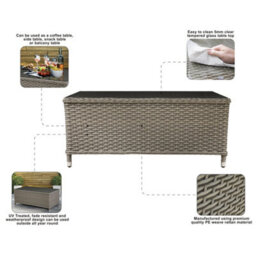 Loops Premium 2 Seater Garden Coffee Table Set - 2Pc Rattan Wicker Sofa Chair Cushions - thumbnail 4