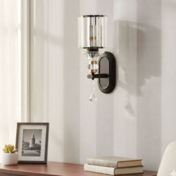 Living And Home Black E27 Crystal Wall Lamp  Decorative Wall Lamp For Hallway&living Room - thumbnail 2