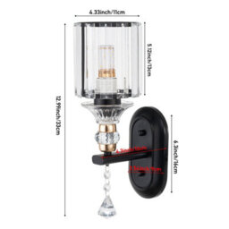 Living And Home Black E27 Crystal Wall Lamp  Decorative Wall Lamp For Hallway&living Room - thumbnail 7