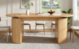 Btm Extendable Dining Table With Hidden Storage  Thickened Tabletop, Space Saving Design For Kitchen And Study, Natural Brown - thumbnail 2