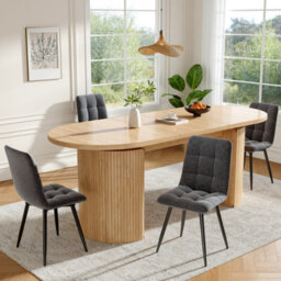 Btm Extendable Dining Table With Hidden Storage  Thickened Tabletop, Space Saving Design For Kitchen And Study, Natural Brown - thumbnail 4