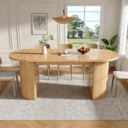 Btm Extendable Dining Table With Hidden Storage  Thickened Tabletop, Space Saving Design For Kitchen And Study, Natural Brown - thumbnail 5