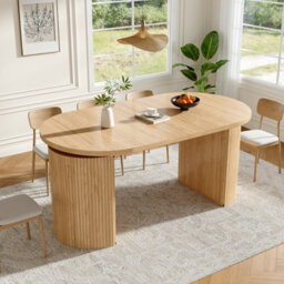 Btm Extendable Dining Table With Hidden Storage  Thickened Tabletop, Space Saving Design For Kitchen And Study, Natural Brown - thumbnail 8