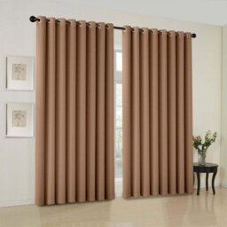 Oxford Homeware Plain Beige 230Gsm Blackout Curtain Thermal Insulated Pencil Pleat For Living Room Curtain Pair (W)228Cmx(L)183Cm - thumbnail 1