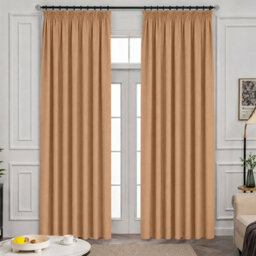 Oxford Homeware Plain Beige 230Gsm Blackout Curtain Thermal Insulated Pencil Pleat For Living Room Curtain Pair (W)228Cmx(L)183Cm - thumbnail 7
