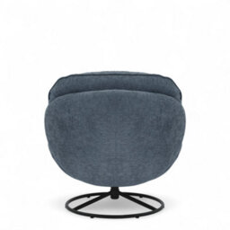 Blue Chenille Fabric Azura Swivel Accent Chair With Footstool - thumbnail 7