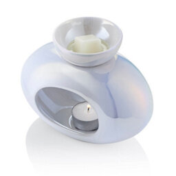 Pearlised White Ceramic Oval Burner With Removable Bowl - (H) 14 Cm - thumbnail 2