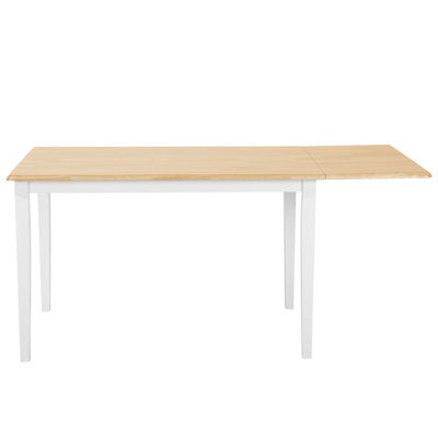 Wyld and Coco Extendable Dining Table 120-160 Cm Light Brown Rubberwood Top White Lacquered Legs - image 1