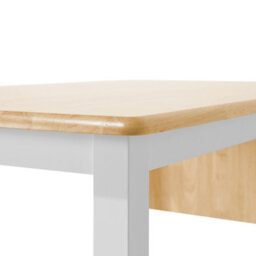 Wyld and Coco Extendable Dining Table 120-160 Cm Light Brown Rubberwood Top White Lacquered Legs - thumbnail 9