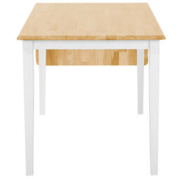 Wyld and Coco Extendable Dining Table 120-160 Cm Light Brown Rubberwood Top White Lacquered Legs - thumbnail 8