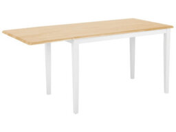 Wyld and Coco Extendable Dining Table 120-160 Cm Light Brown Rubberwood Top White Lacquered Legs - thumbnail 3